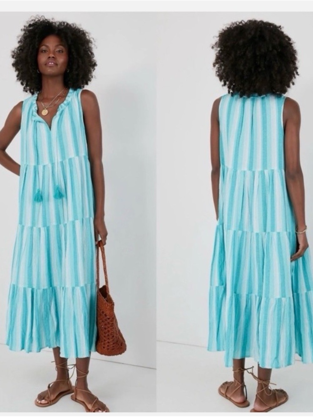 Tuckernuck Aquamarine Stripe Salty Paloma Caftan